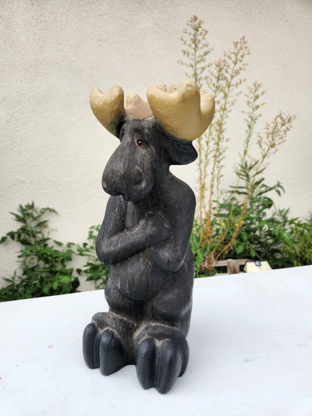 Vintage 1996 Big Sky Carvers Moose Figurine Figure Statue Wood Carved Hand-carv